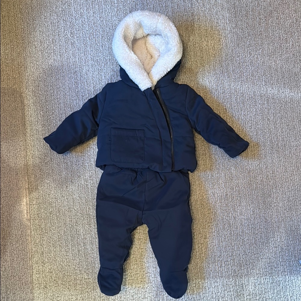 Navy Blue Baby Snowsuit with Hood